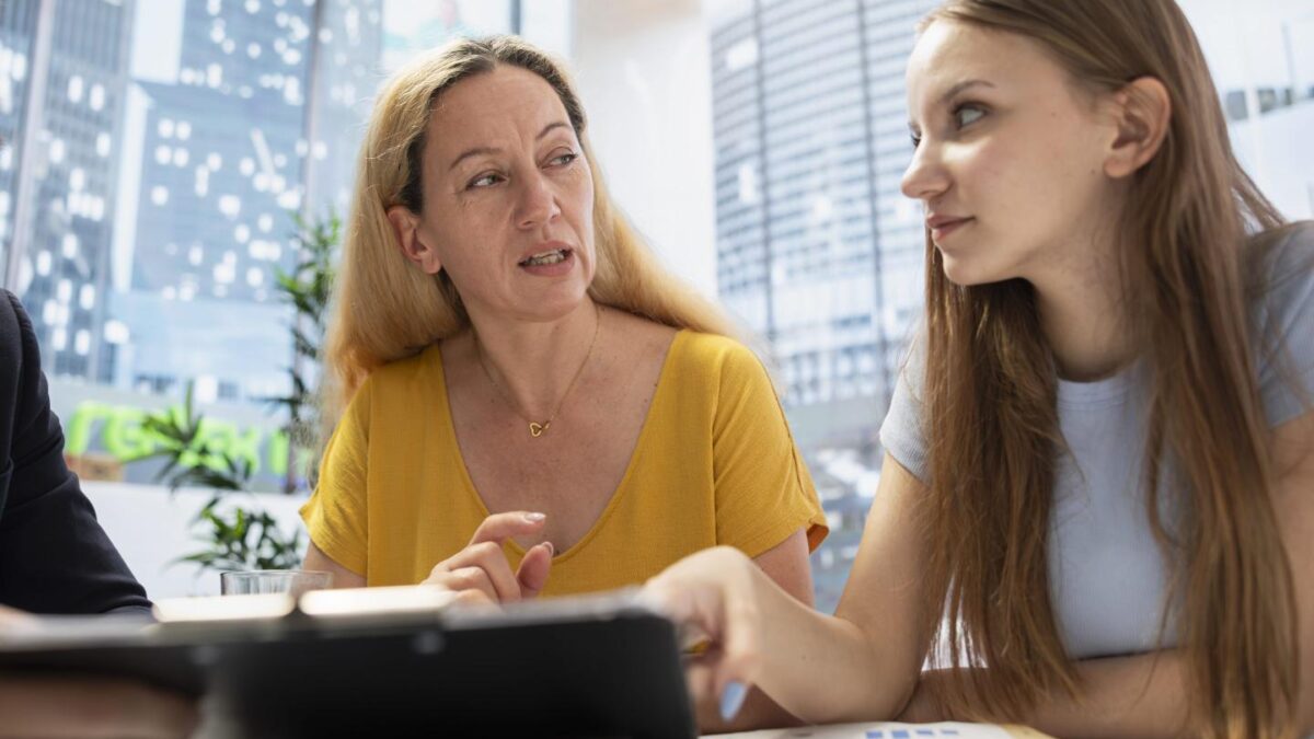 Parent with Gen Z adult kid talking about money
