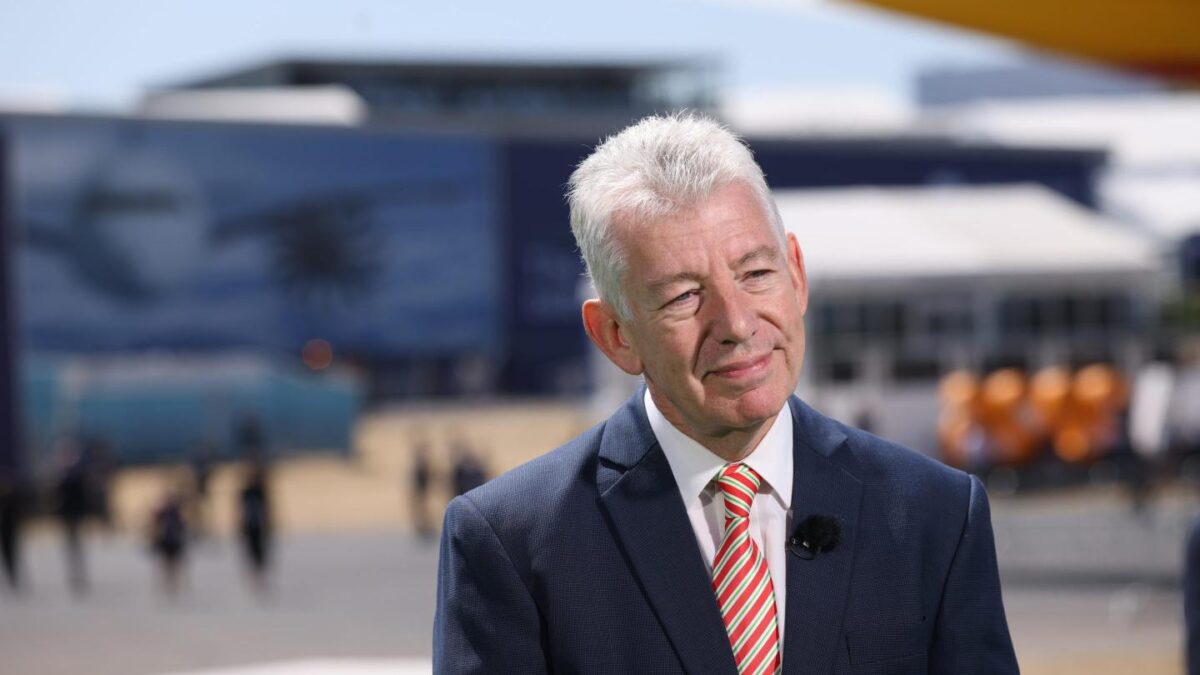 Paul Griffiths, CEO of Dubai Airports, during an interview at the Farnborough International Airshow in Farnborough, U.K., on Monday, July 20, 2026.