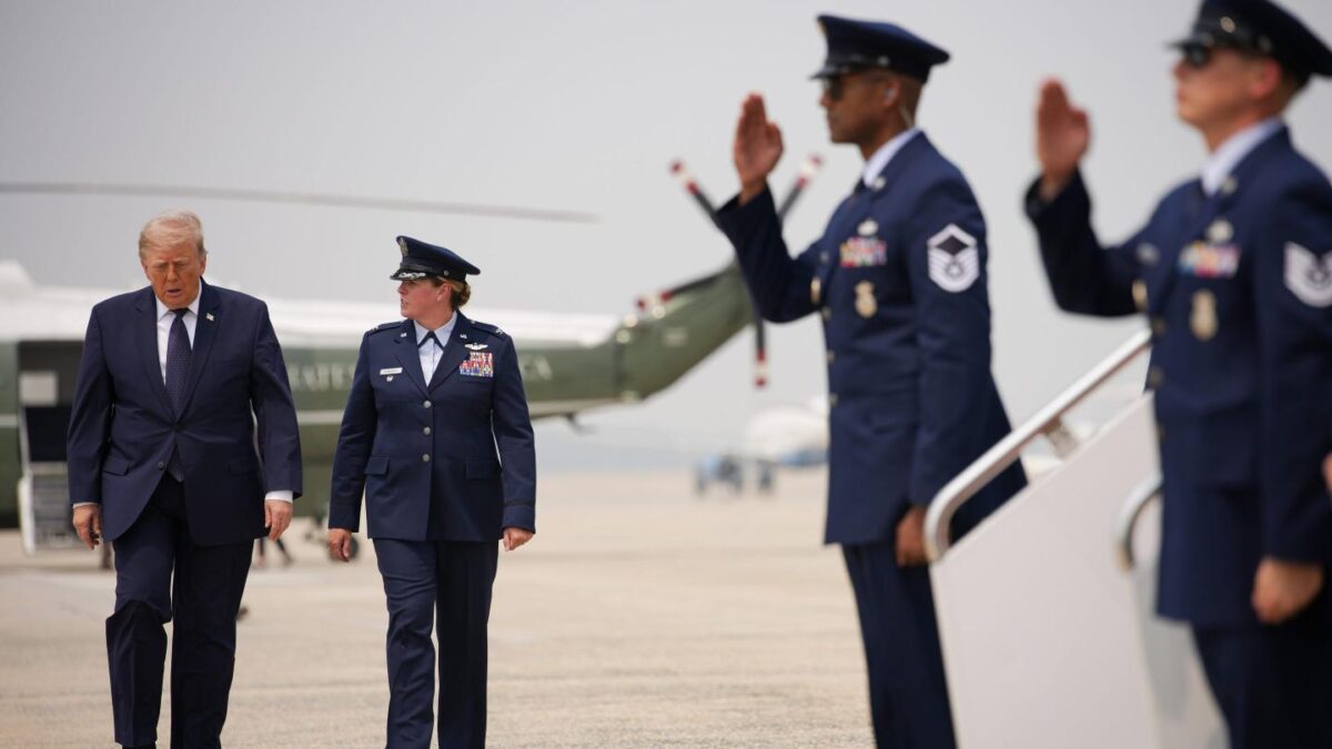 U.S. President Donald Trump walks to board Air Force One on July 17, 2026 in Joint Base Andrews, Maryland.