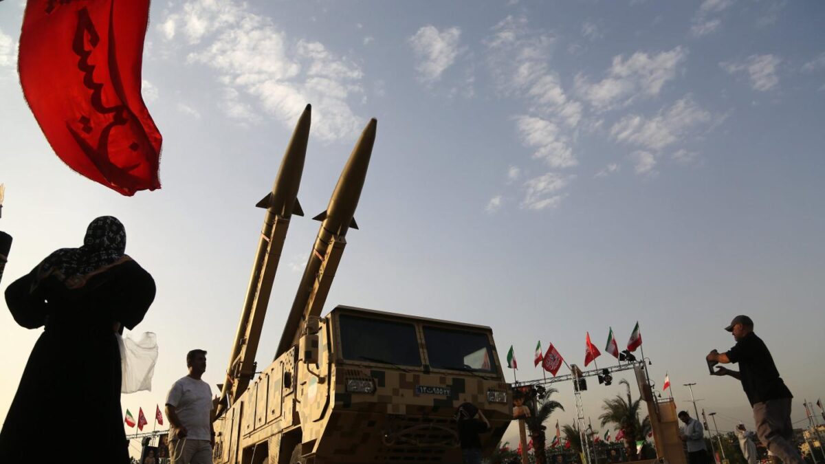Zolfaghar and Qadr missiles displayed at Azadi Square in Tehran, July 24, 2026.